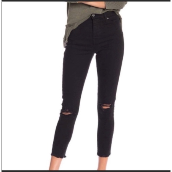 Levi's Wedgie Skinny Denim Button Fly Distressed Raw Hem Jeans Black Size 29 - Picture 2 of 10